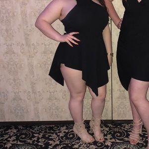 Black women’s romper with overlay skirt !